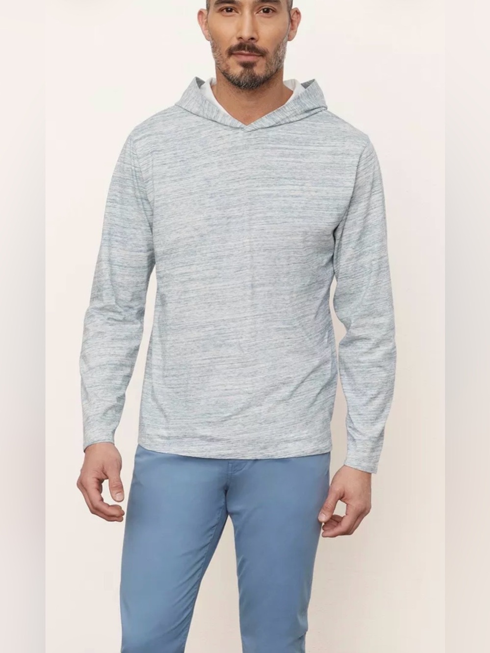 Vince Streaky Jersey Popover Hoodie Blue White Men’s XXL
